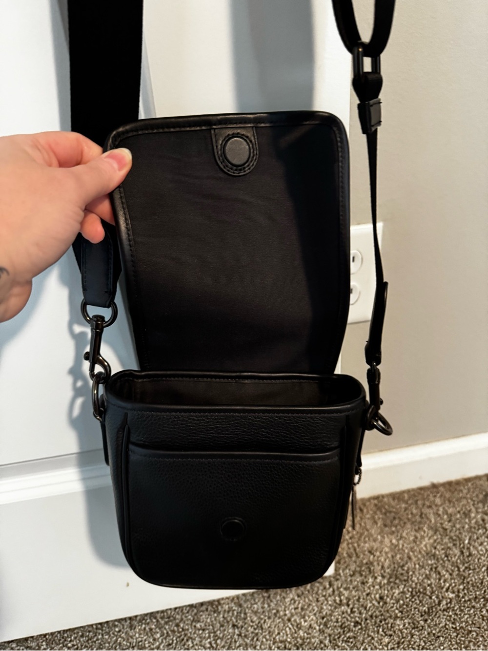 Coach Black Pebbled Leather Small Flap Crossbody - Picture 3 of 10